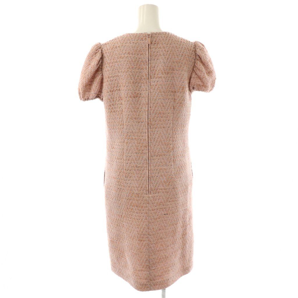 Rene ツイード半袖ワンピース ルネ Rene × TISSUE ツイードワンピース 半袖 ひざ丈 リネン混 36