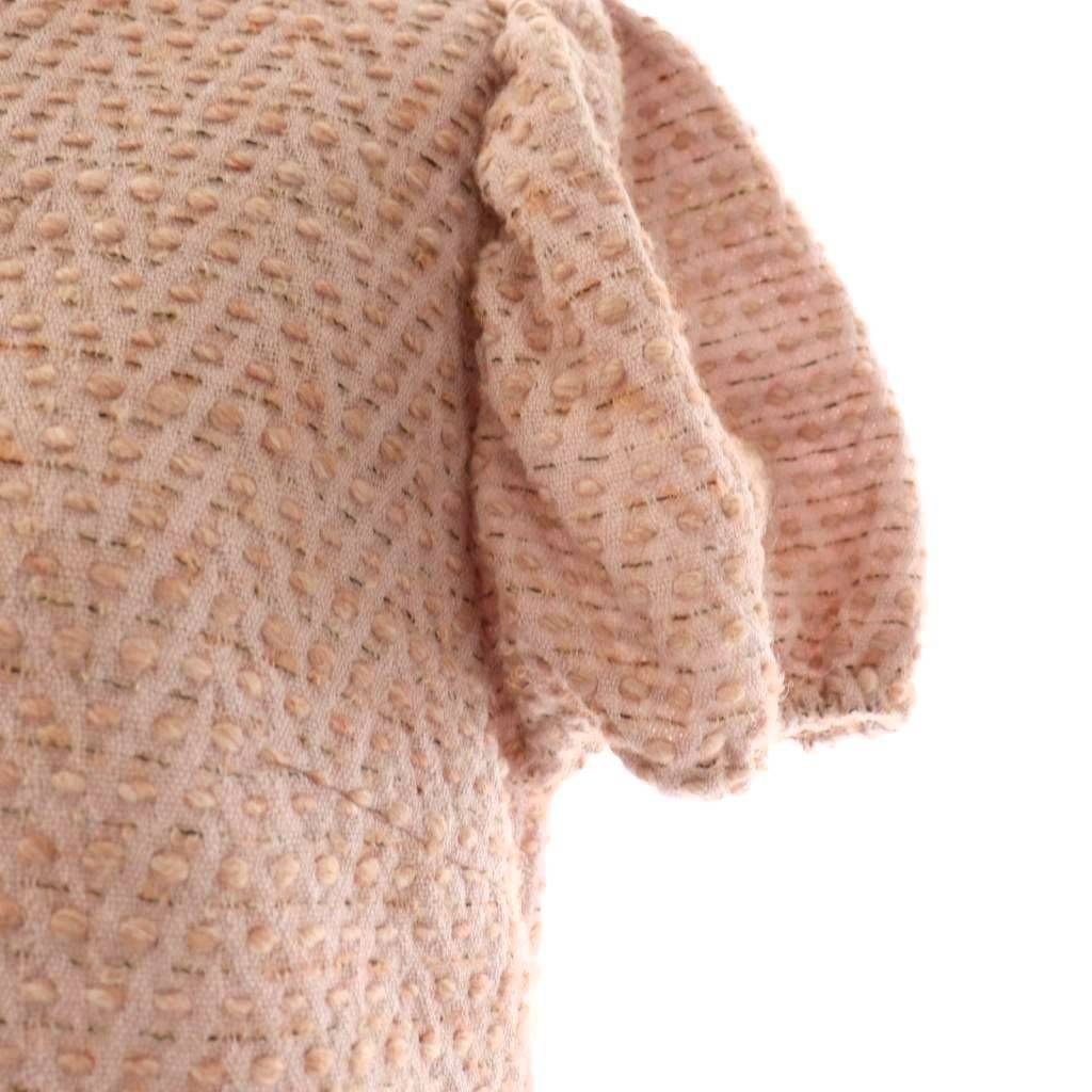 ルネ Rene × TISSUE ツイードワンピース 半袖 ひざ丈 リネン混 36