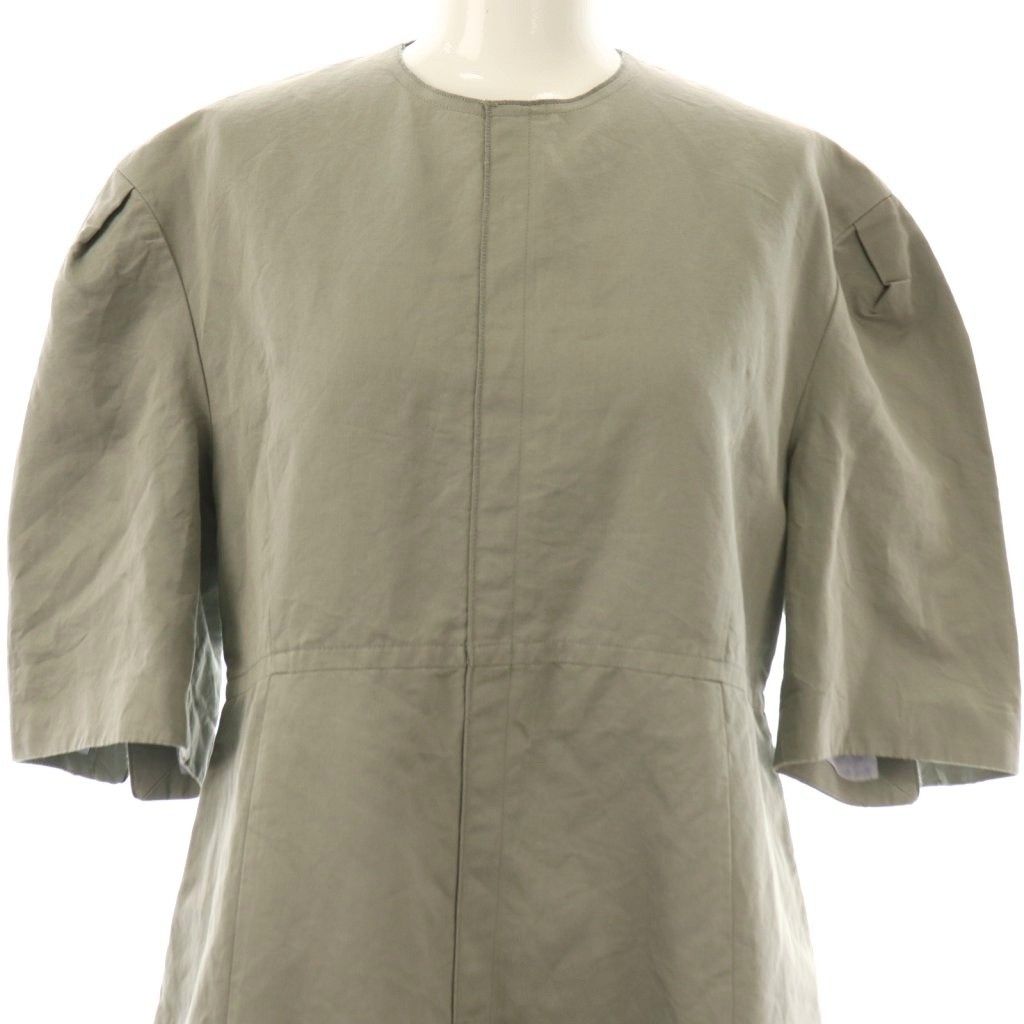 ブラミンク BLAMINK コットンリネン半袖ワンピース ロング 36 グレー  