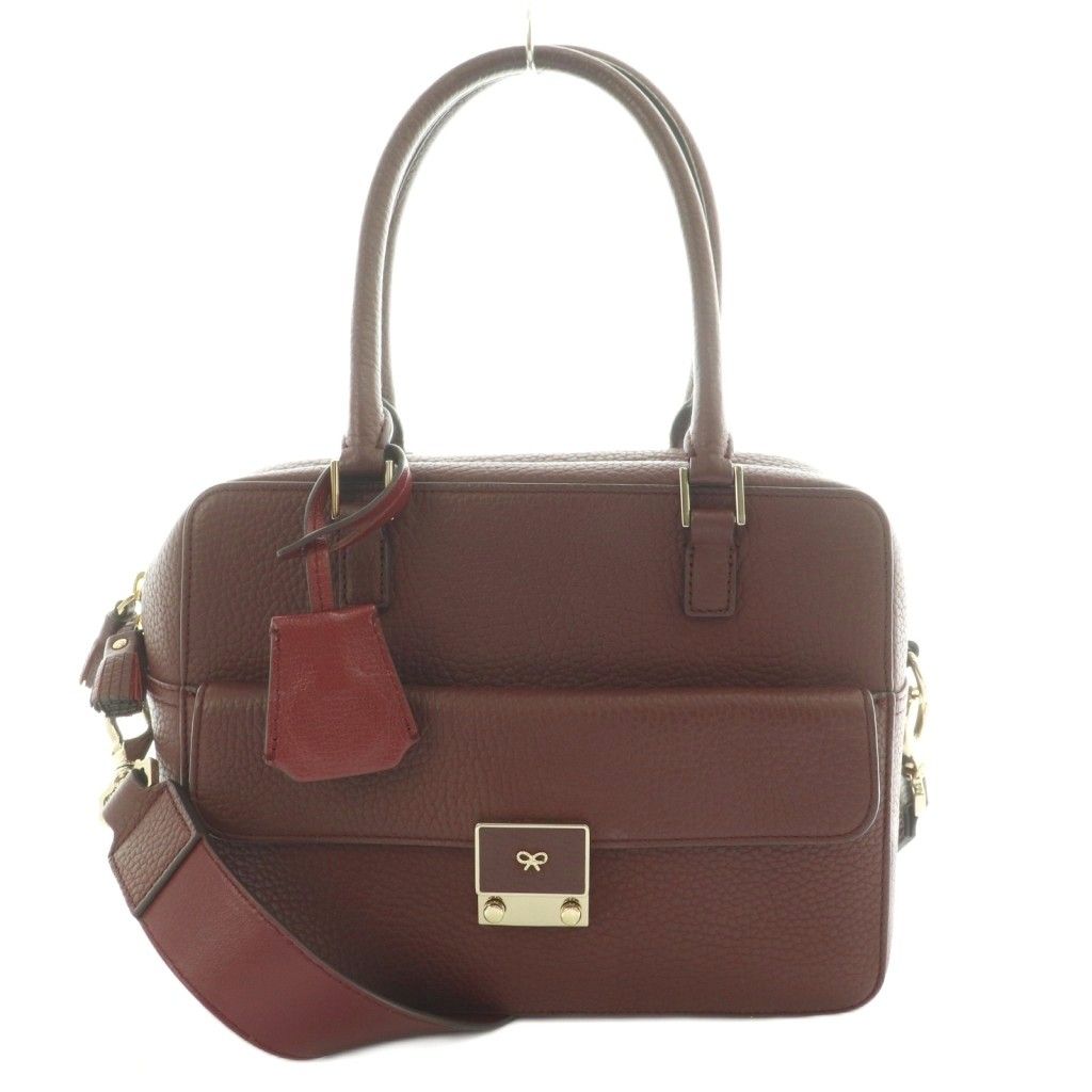 【美品】アニヤハインドマーチ　カーカー　ショルダー　ハンドバック　レッド 美品】アニヤハインドマーチ カーカー ショルダー ハンドバック レッド