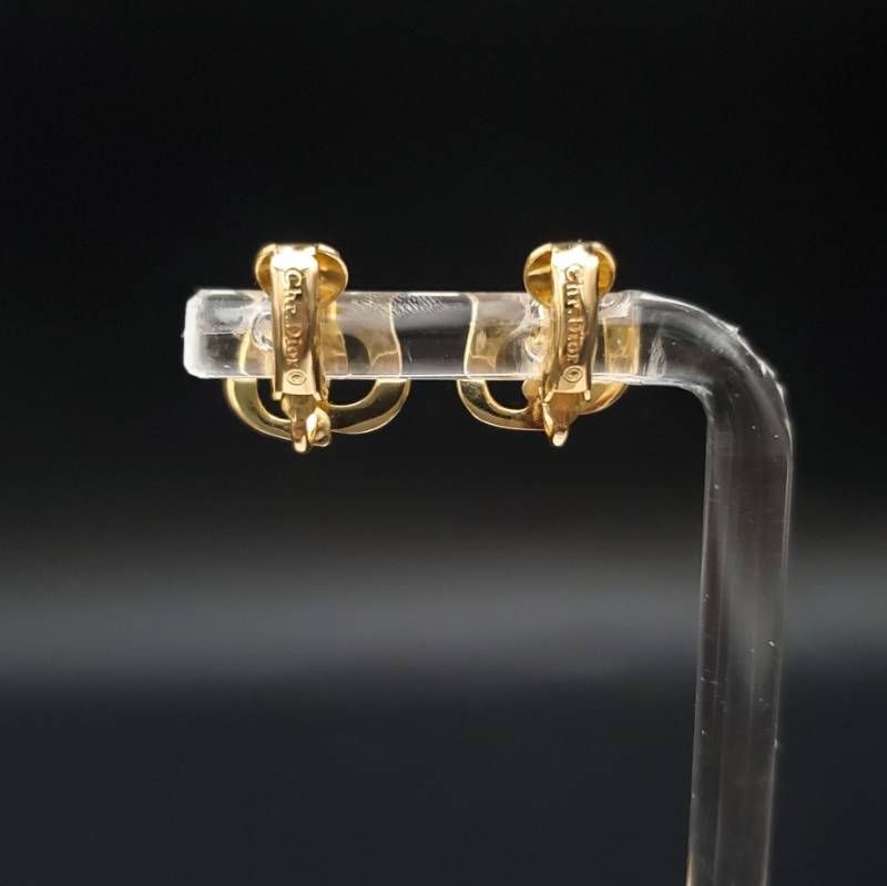 美品 Christian Dior クリスチャンディオール イヤリング CDロゴ 80s