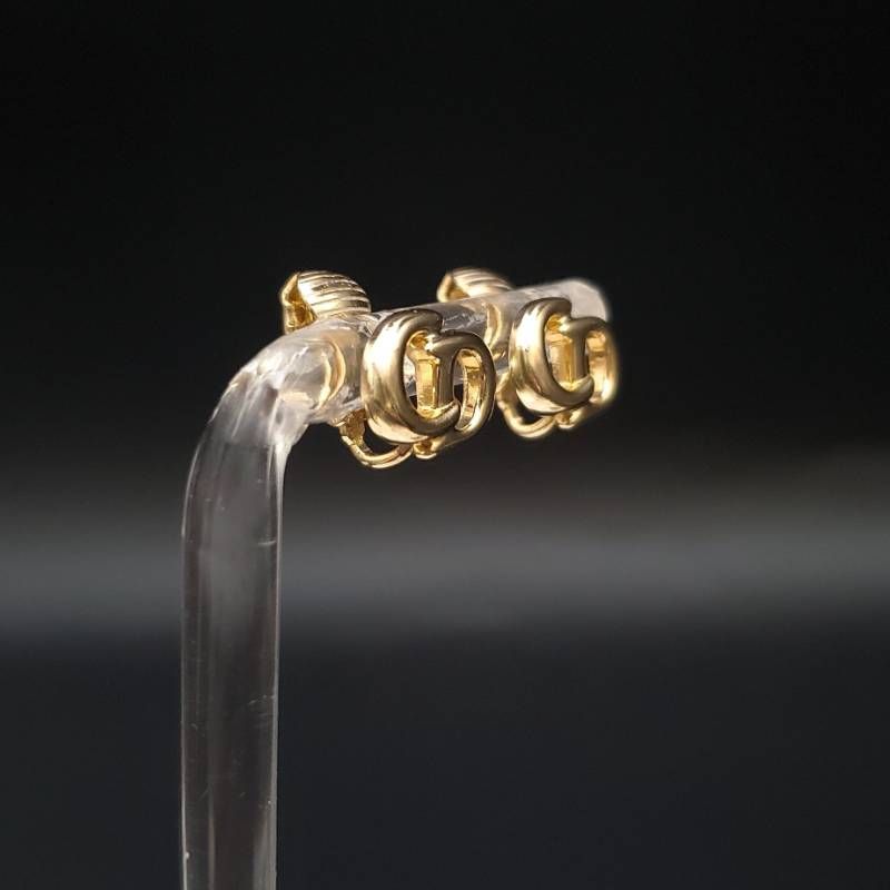 美品 Christian Dior クリスチャンディオール イヤリング CDロゴ 80s