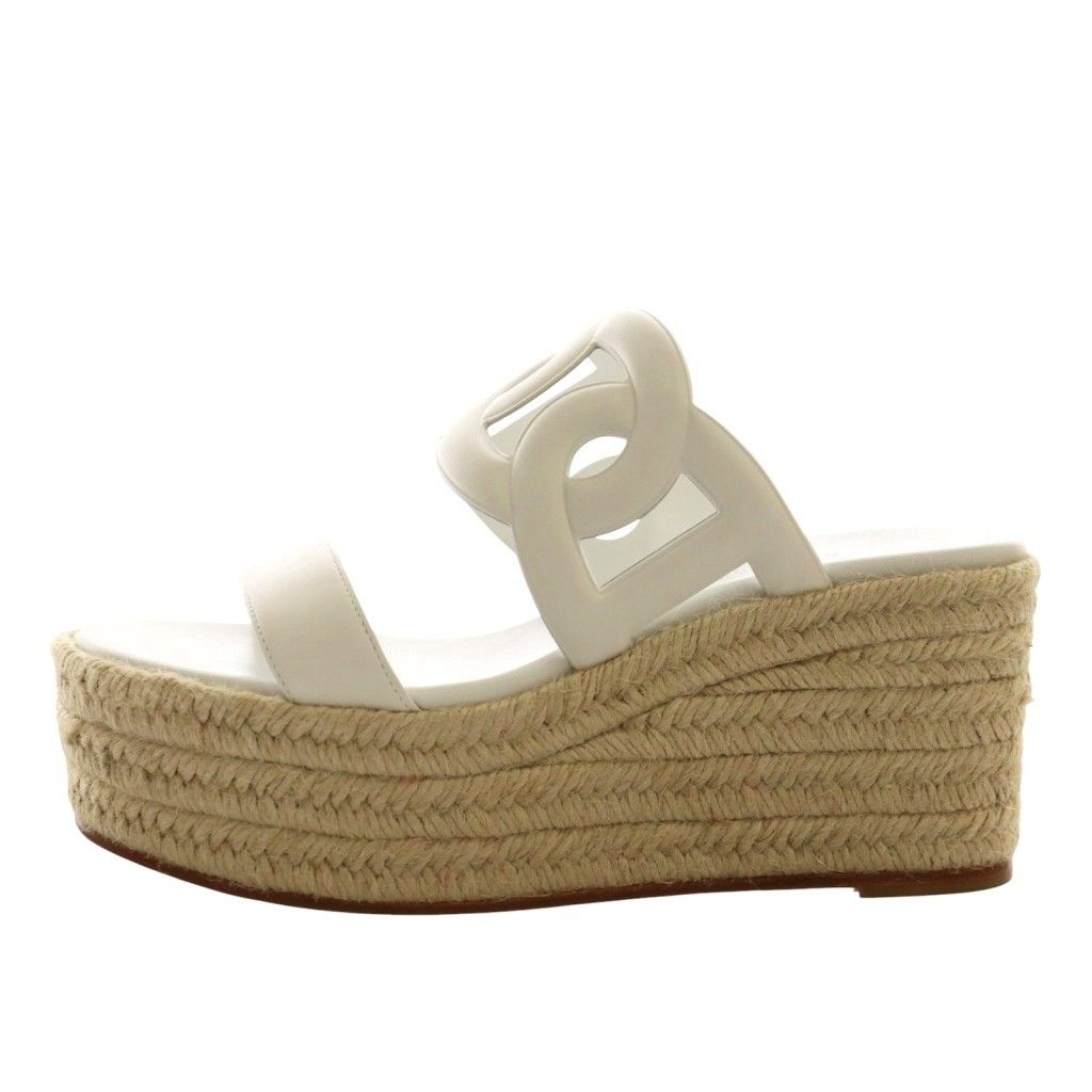 エルメス HERMES エスパドリーユ イテア 30 サンダル 37 白 ホワイト