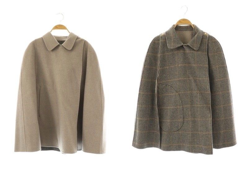 ドゥロワー Drawer リバーシブルソリッド チェックポンチョ ジャケット