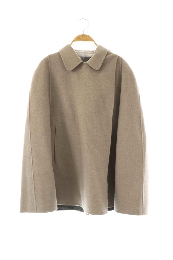 ドゥロワー Drawer リバーシブルソリッド チェックポンチョ ジャケット