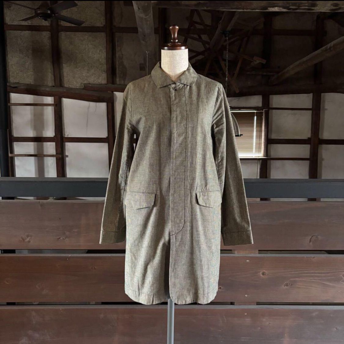 パラスパレス　インディゴ　千鳥 ワイド襟　コート インディゴ千鳥ワイド襟コート