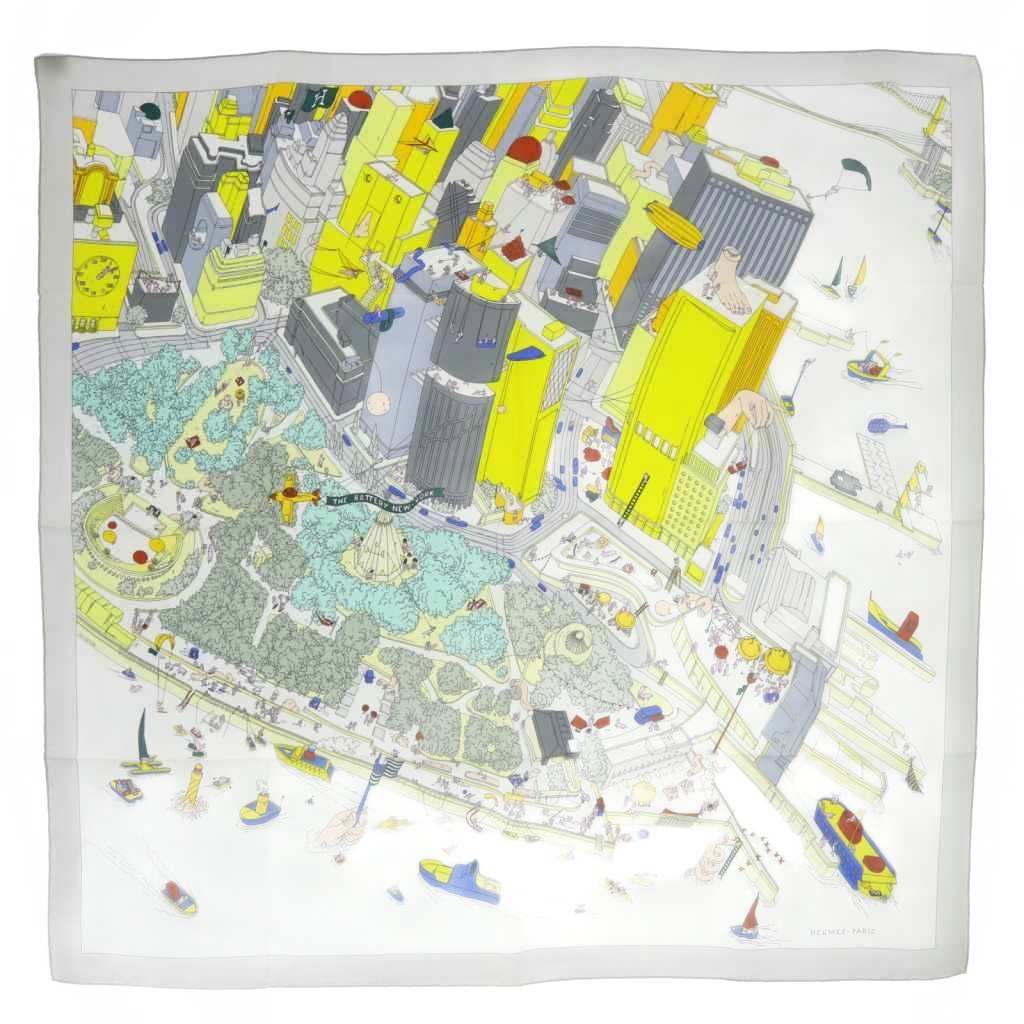 エルメス HERMES スカーフ カレ 90 The Battery New-York バッテリー