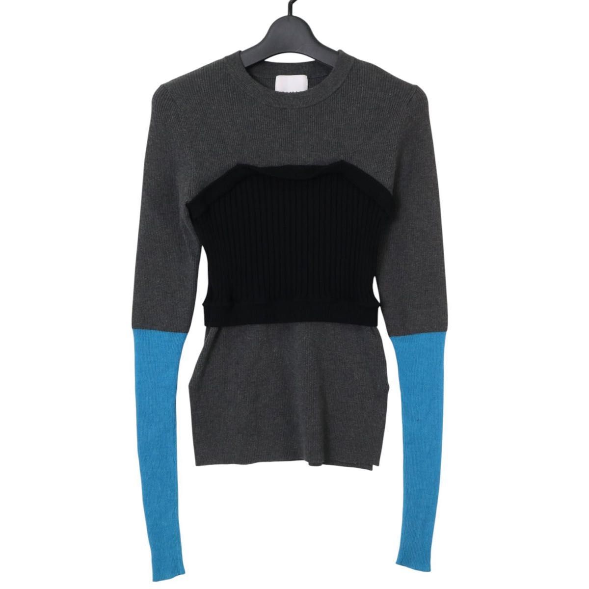 OMMOニットビスチェ OMMO ビスチェレイヤードブロッキングニット プルオーバー 変形