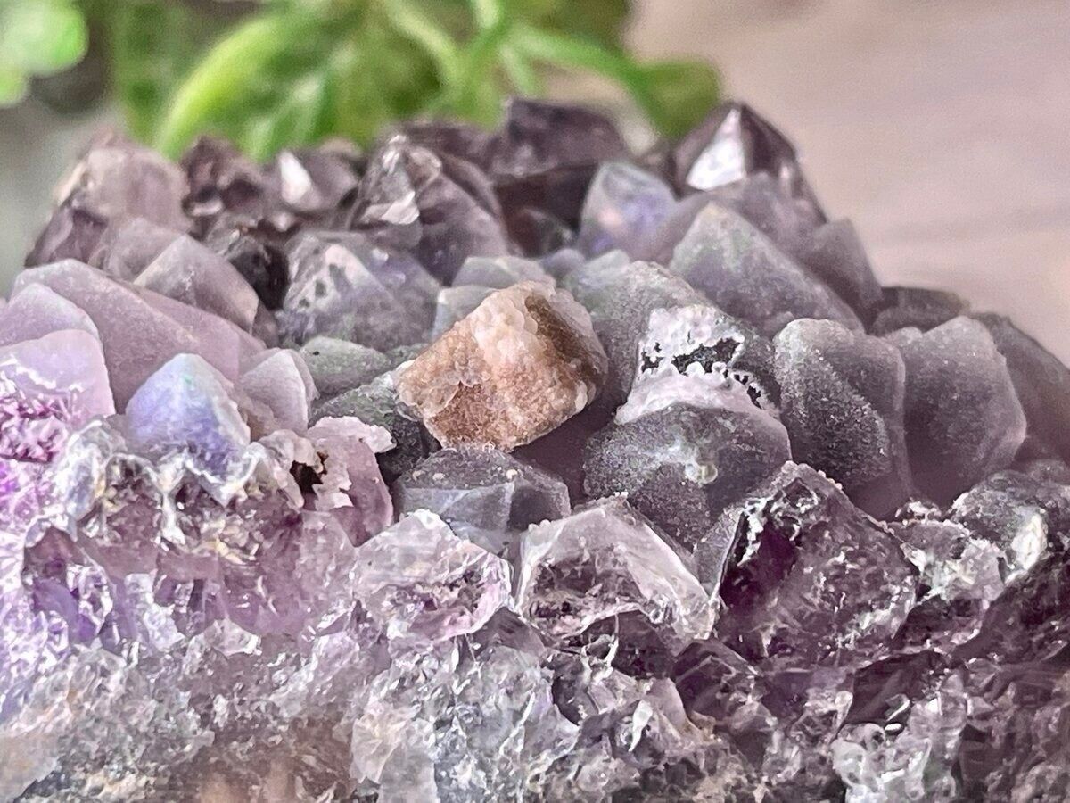 カルサイト共生 虹入り アメジスト 紫水晶 クラスター 原石 - メルカリ