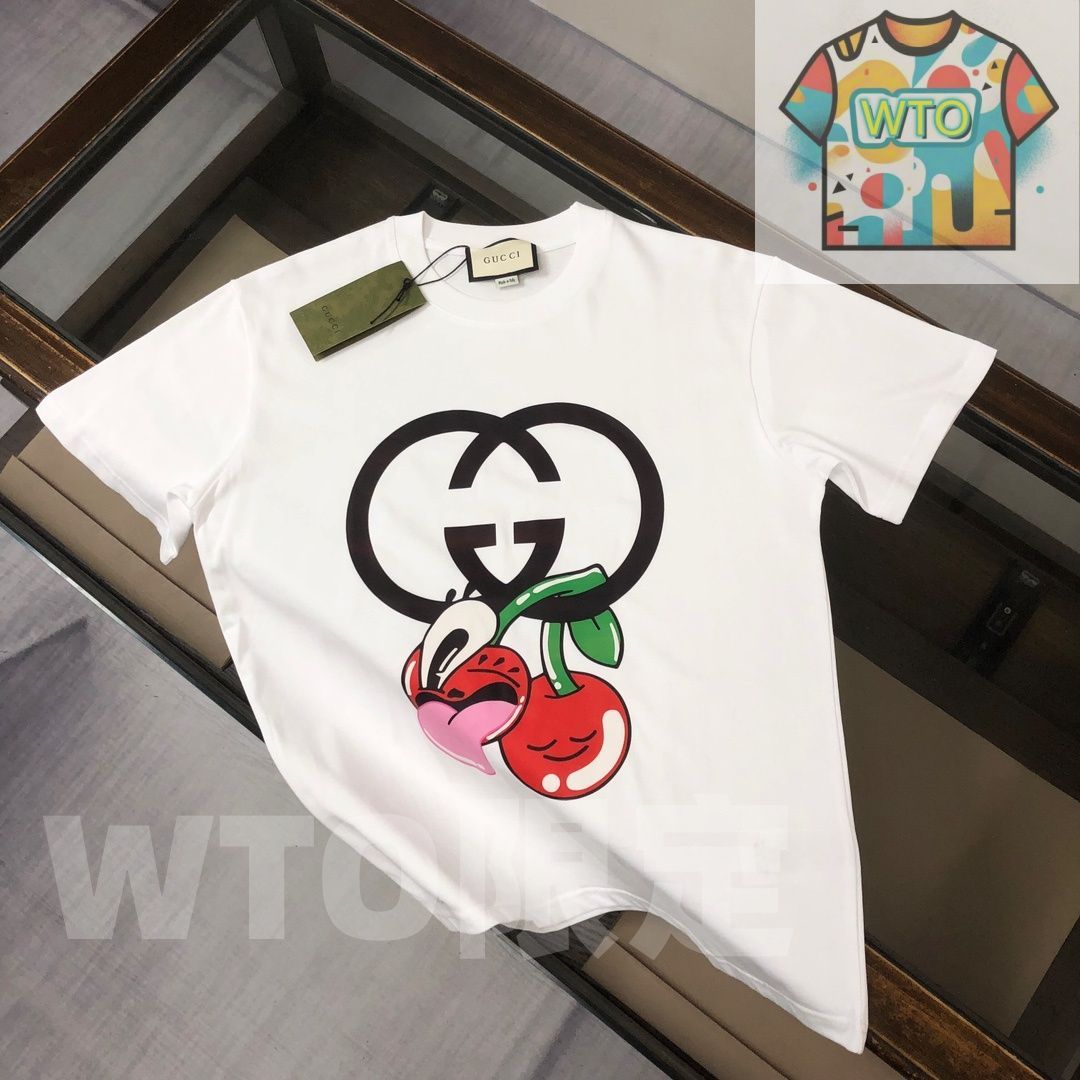 本日限定特価】GUCCI 夏季新款 カップル用 綿100% クルーネックTシャツ