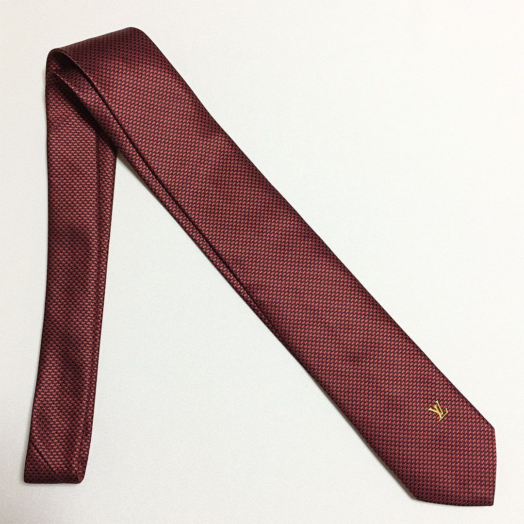 未使用級 ルイヴィトン Louis Vuitton ネクタイ シルク100% レッド