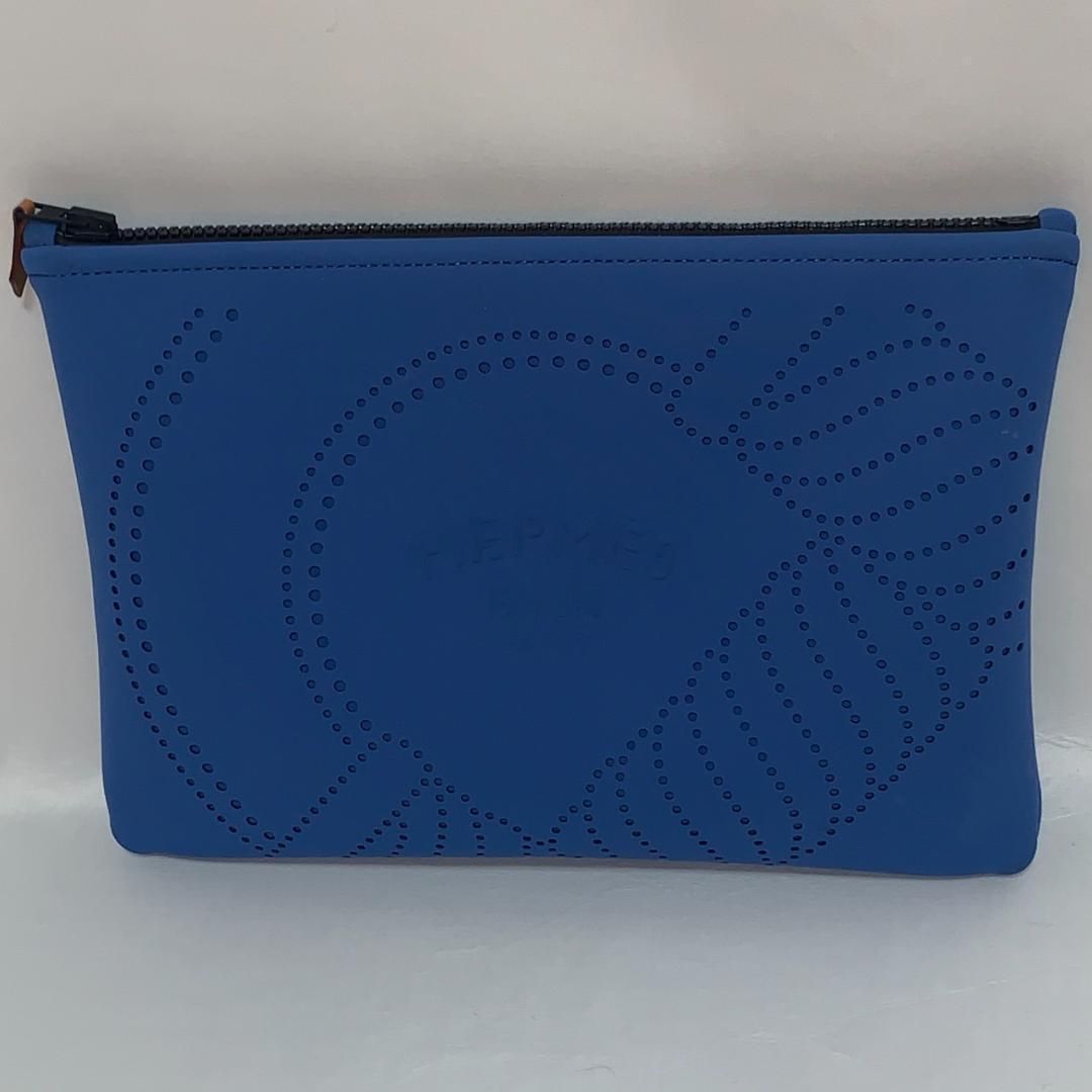 エルメス トゥルース フラットPMネオバン ポリアミド ポーチ ブルー