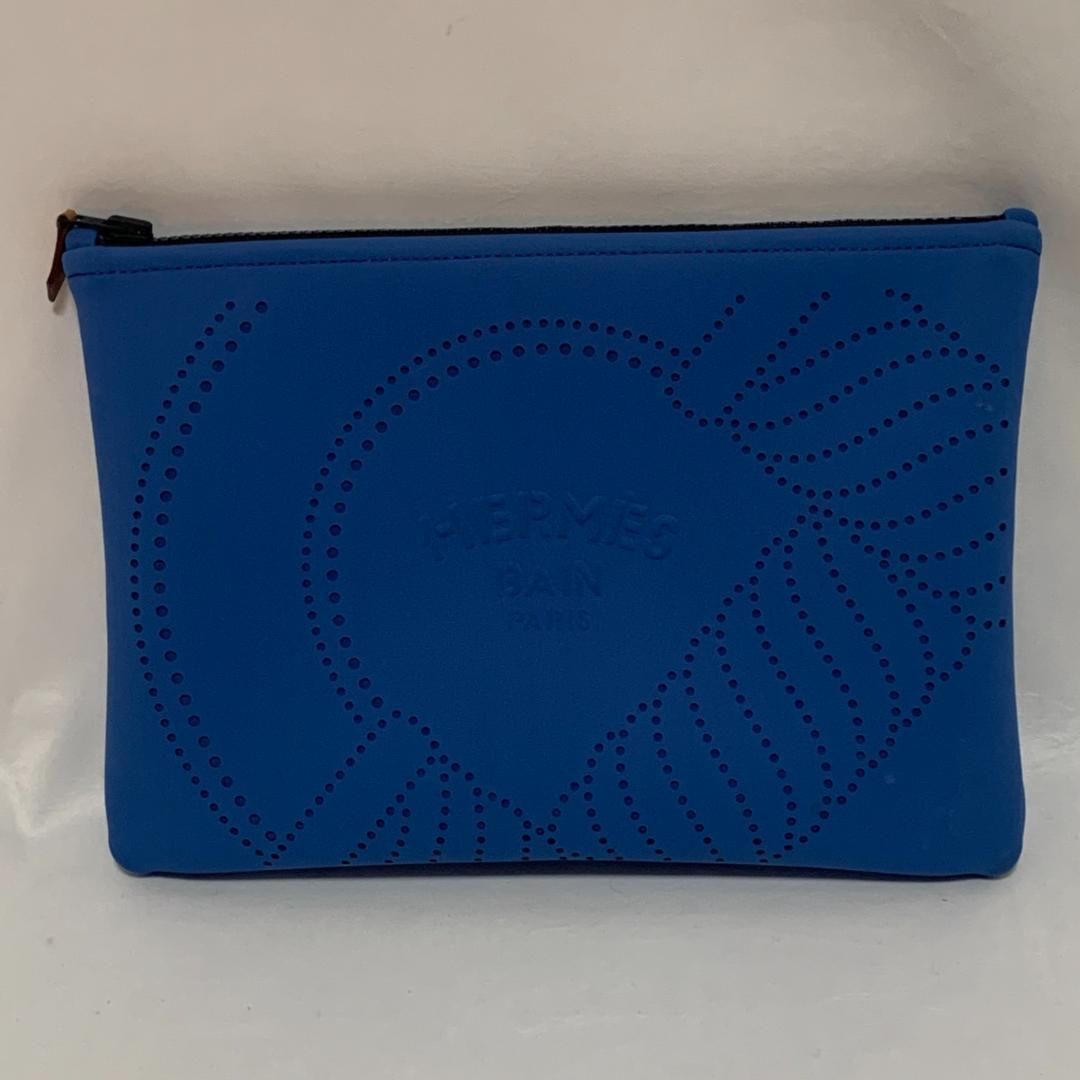 エルメス トゥルース フラットPMネオバン ポリアミド ポーチ ブルー