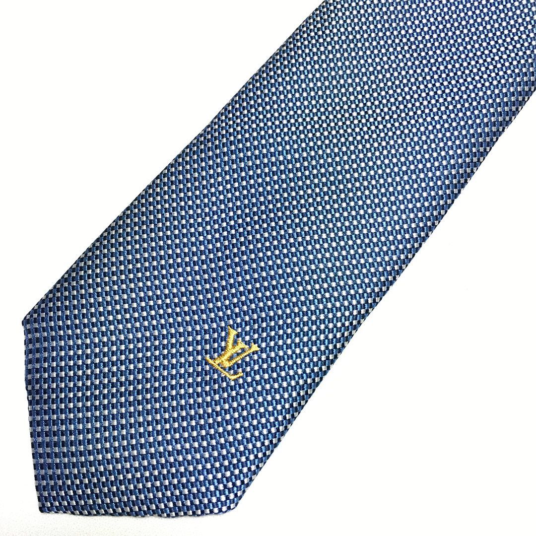未使用級 ルイヴィトン Louis Vuitton ネクタイ シルク100% ブルー 総