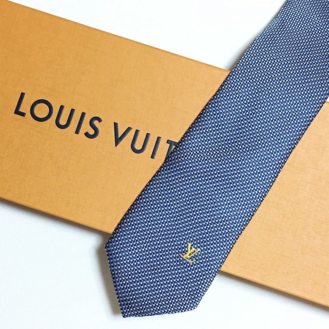 未使用級 ルイヴィトン Louis Vuitton ネクタイ シルク100% ブルー 総
