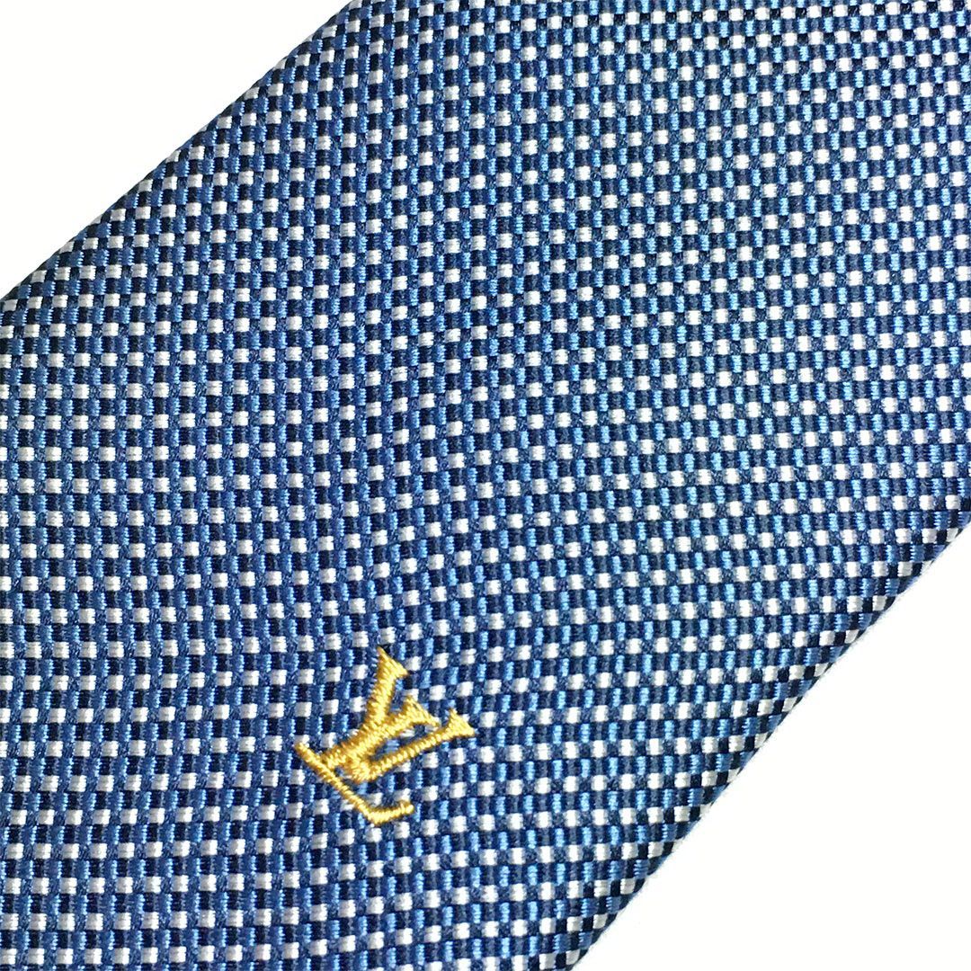未使用級 ルイヴィトン Louis Vuitton ネクタイ シルク100% ブルー 総