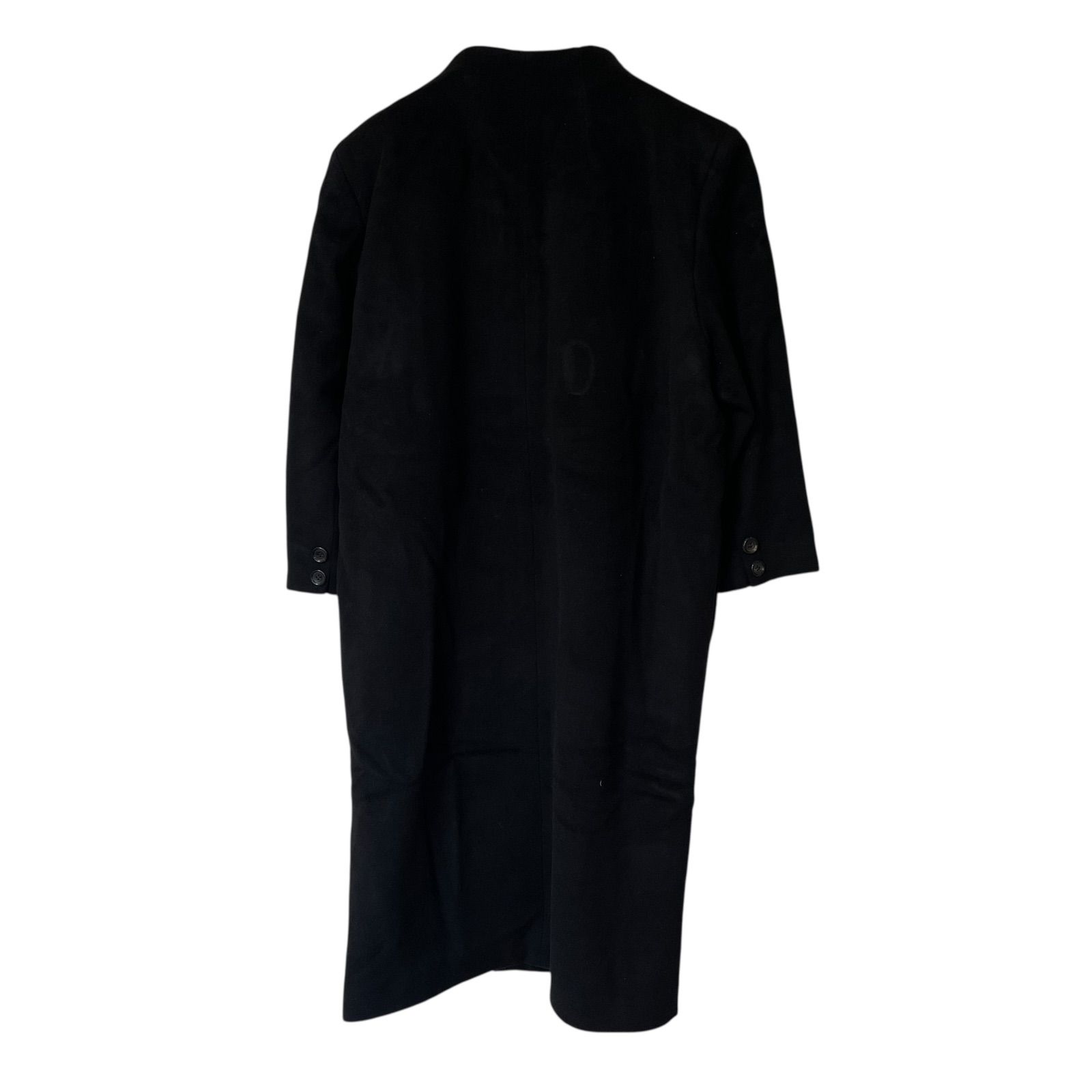 Z1595【美品】MOGA モガ ノーカラーロングコート カシミヤ混 ブラック