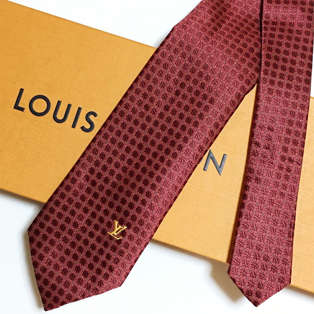 未使用級 ルイヴィトン Louis Vuitton ネクタイ シルク100% バー