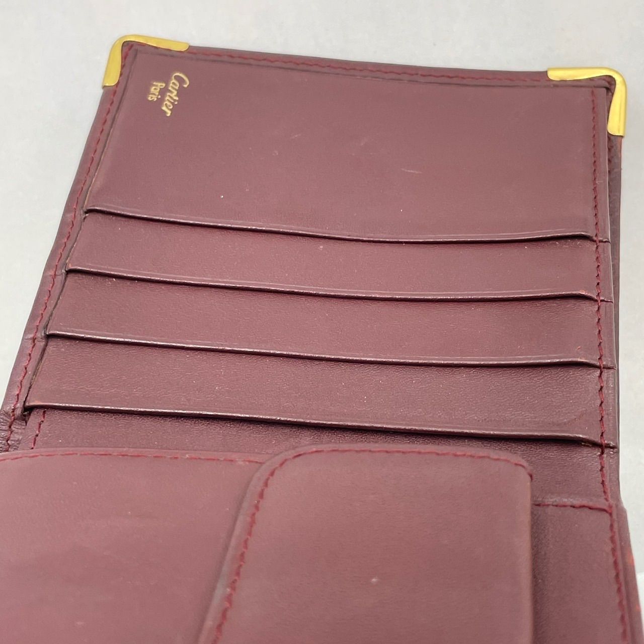 美品 Cartier カルティエ 二つ折り財布 ミニウォレット マストライン