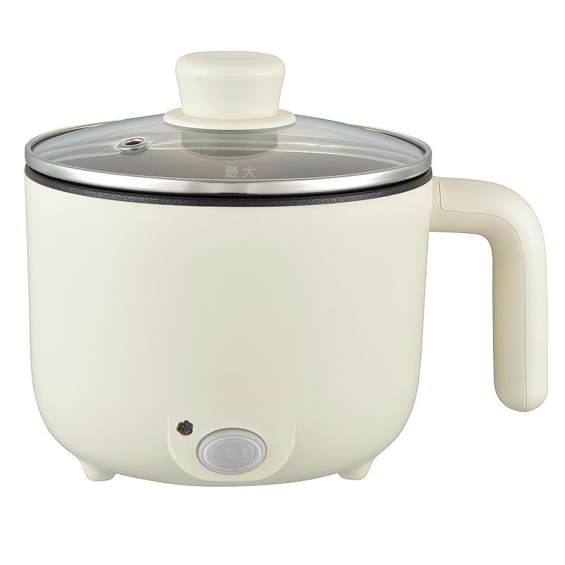 オーム(OHM) 電機 電気鍋 一人用 ラーメン鍋 16cm ひとり鍋 電気片手鍋 グリル鍋 卓上鍋 電気 保温調理鍋 卓上調理器 1.2リットル ホワイト COK-P201R-W 08-1141 1