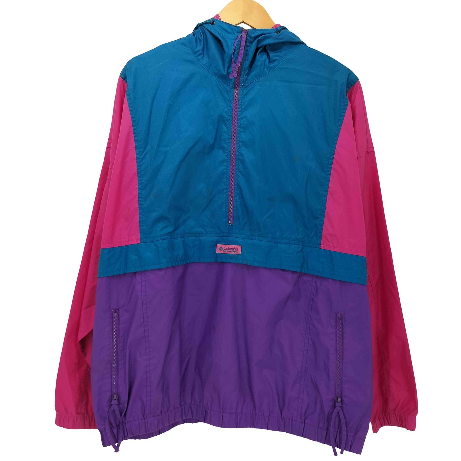 コロンビア Columbia 90s 短丈 白タグ マルチカラー プルオーバー