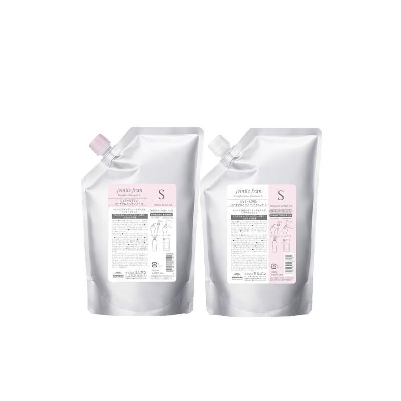 【セット】 ミルボン MILBON ジェミールフラン ヒートグロス シャンプー S 1000mL + トリートメント S 1000g 【レフィル】 シャンプー トリートメントセット 0