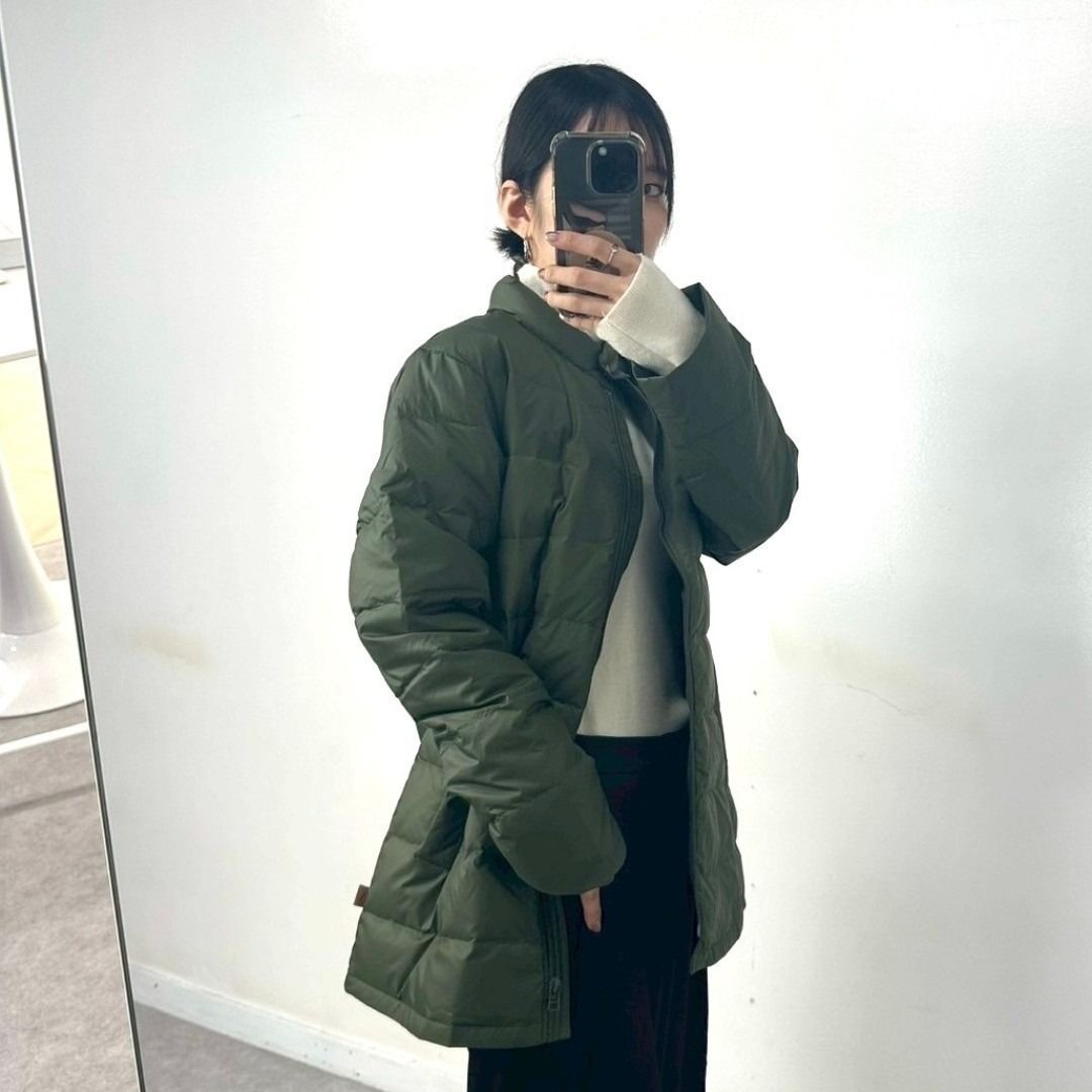 Crocodile】 新品 未使用 ロング丈 ダウンジャケット カーキ 軽量 防寒 