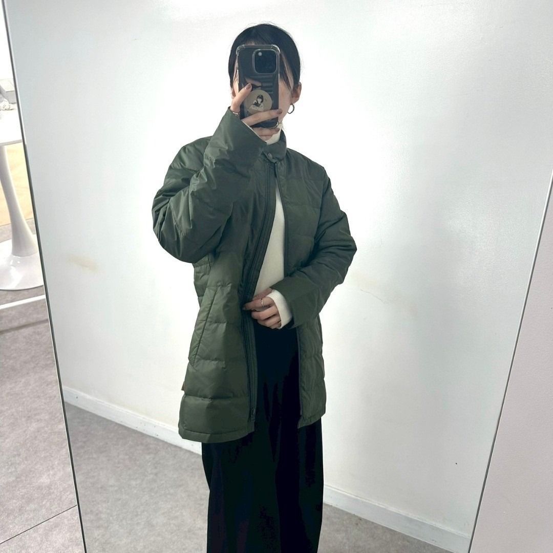 Crocodile】 新品 未使用 ロング丈 ダウンジャケット カーキ 軽量 防寒 