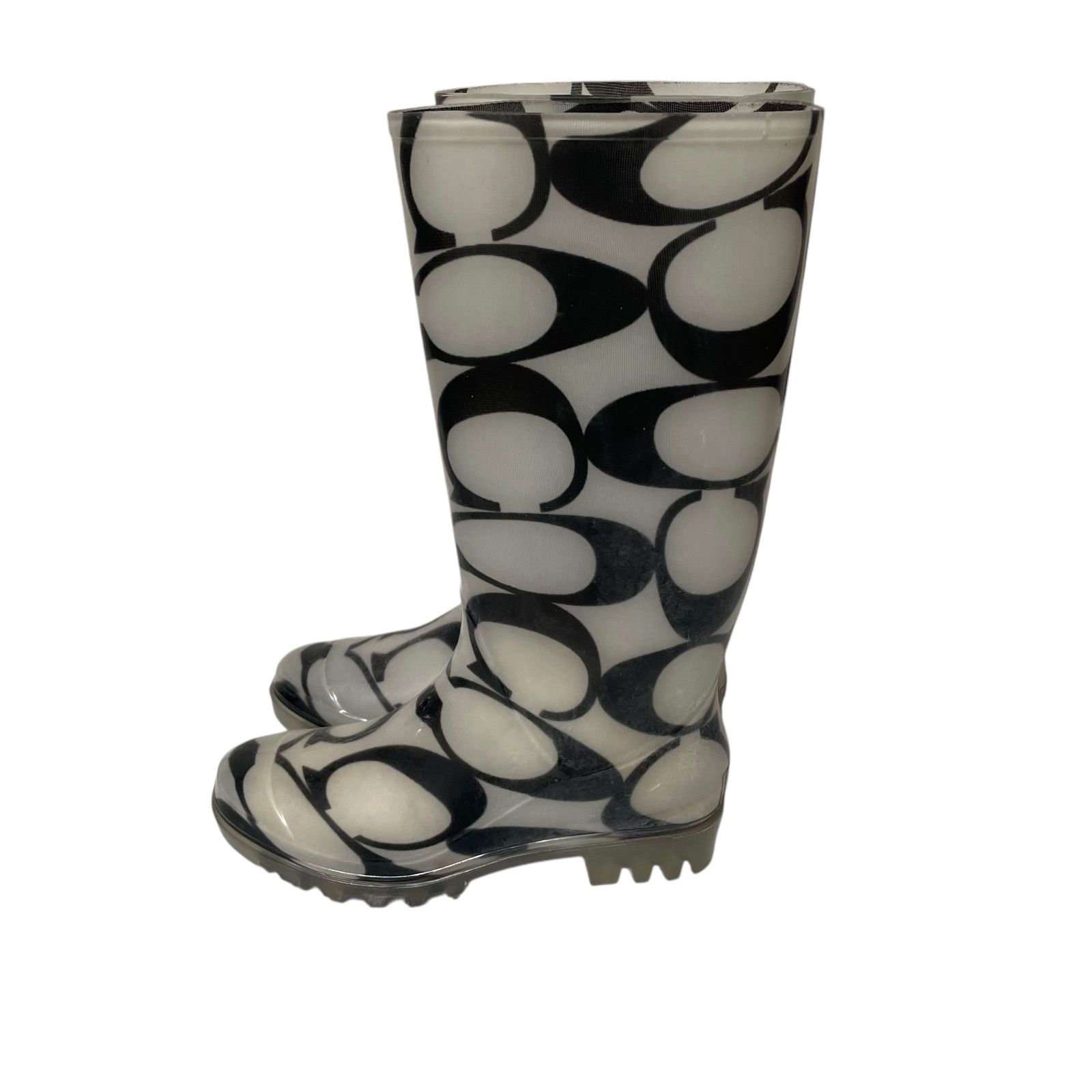 COACH　ブーツ Z1595 COACH コーチ レインブーツ シグネチャー ホワイト サイズ6