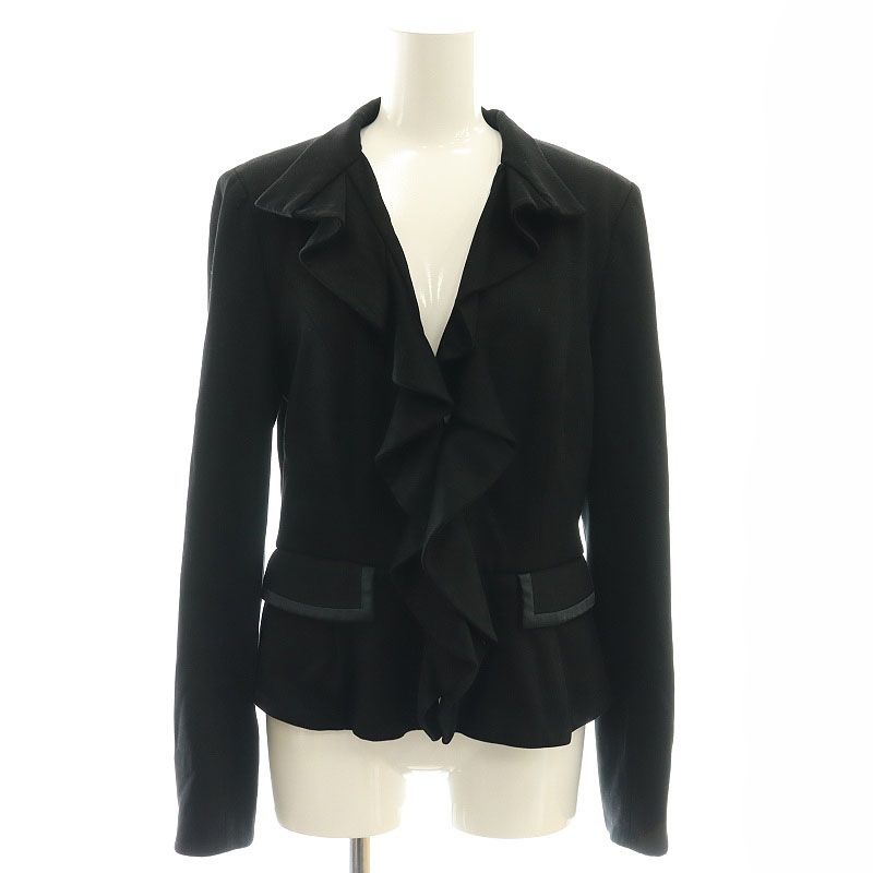 フリル付き ブラックジャケット 38サイズ フリル付き ブラックジャケット 38サイズ フリル付き ブラック