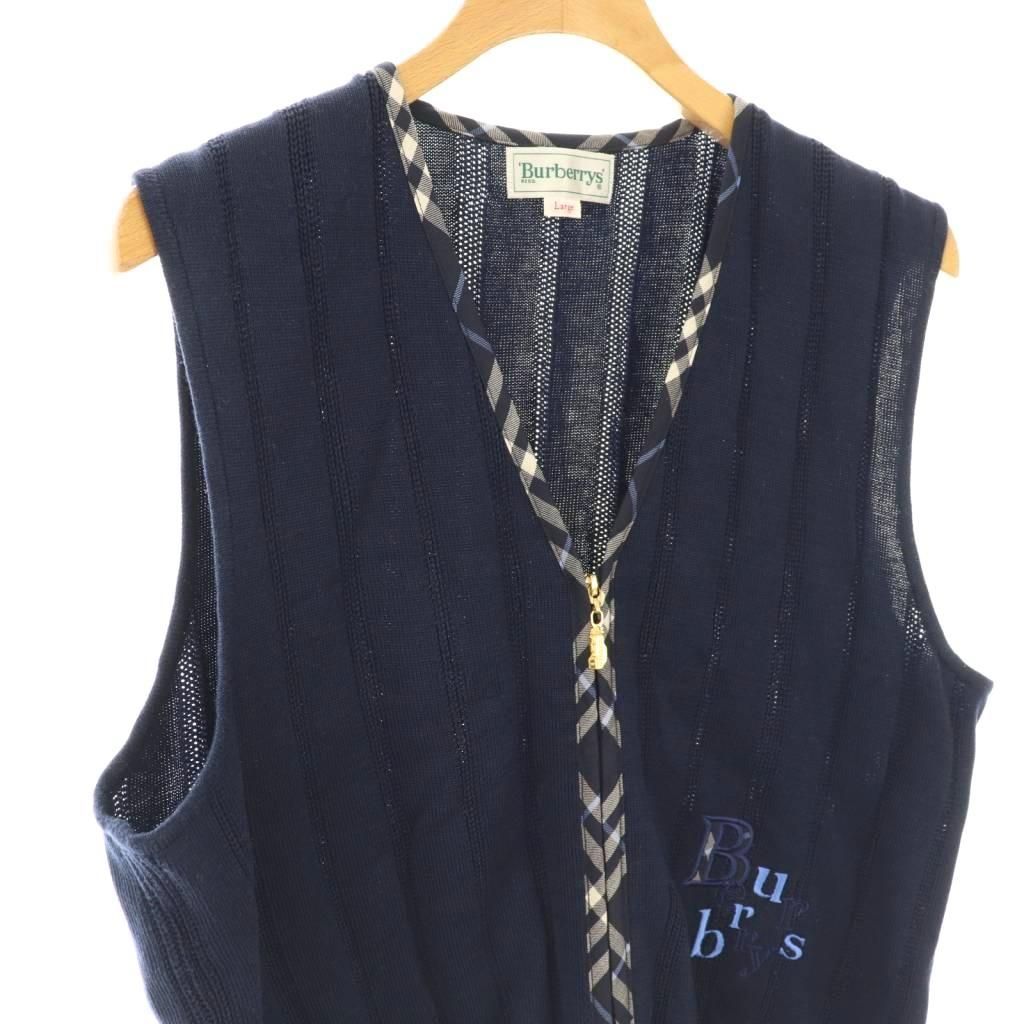 BURBERRY LONDON ウール100% 上質 柔らか ベスト 良品✨ バーバリーロンドン ニットベスト Vネック ロゴ刺繍 ウール