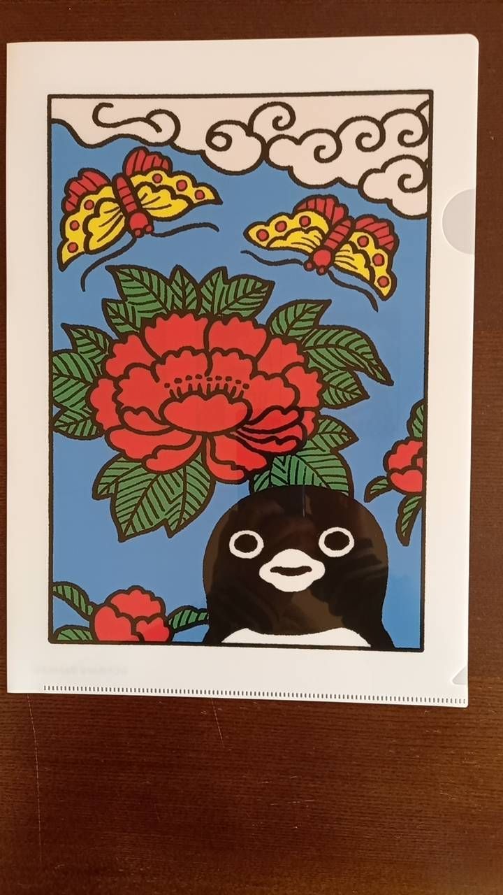 新品未開封品｣Suicaのペンギン 花札柄A4クリアファイル 6月 牡丹