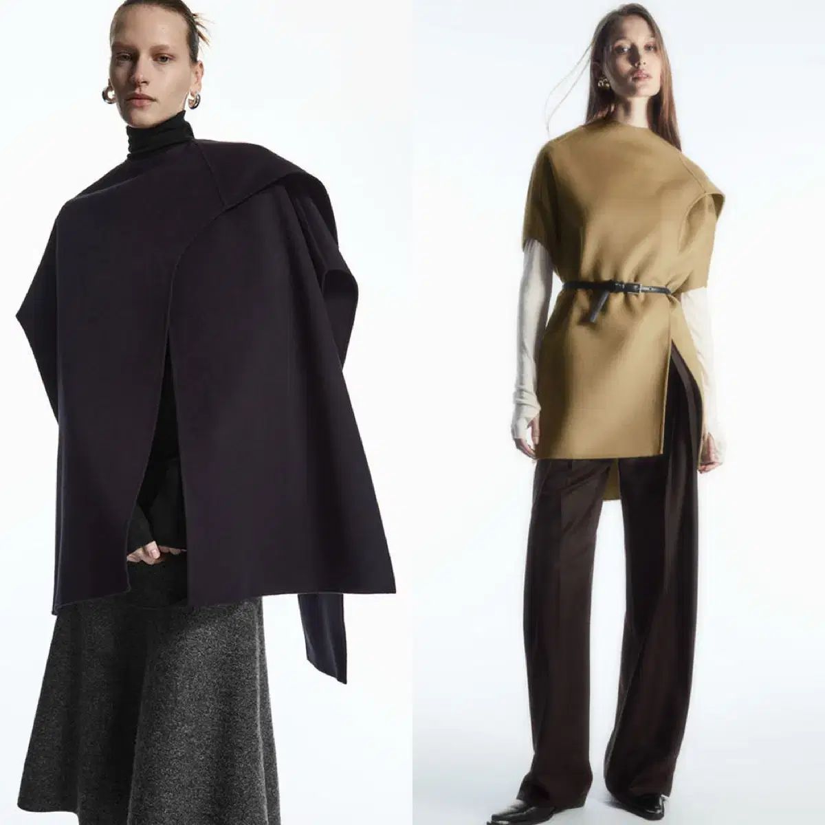 COS ウールブレンドケープ　キャメル COSコス ウールブレンド ケープ キャメルCOLOR 出品 - メルカリ