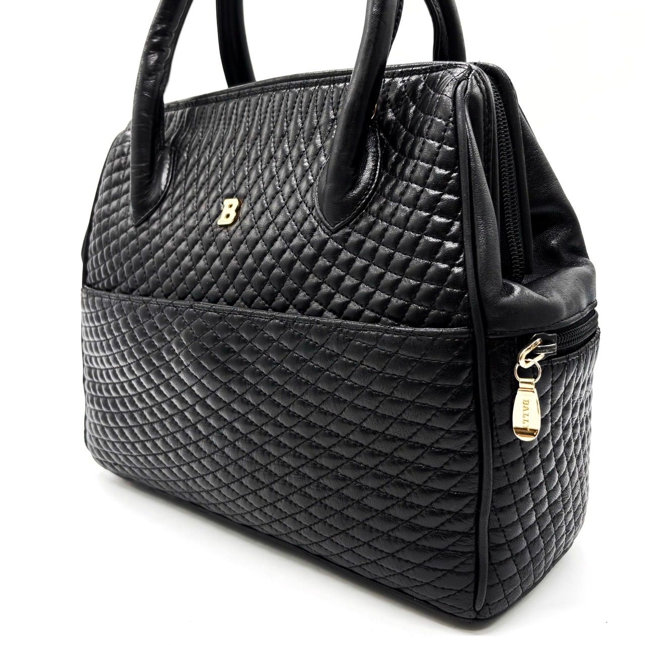 【美品✨️】BALLY キルティング レザー ハンドバッグ ターンロック ブラック 美品✨️】BALLY キルティング レザー ハンドバッグ ターンロック ブラック