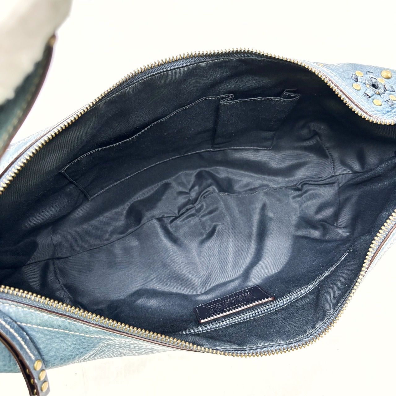 良品】 Coach Blue Leather Studs Hobo Bag コーチ ワンショルダー 