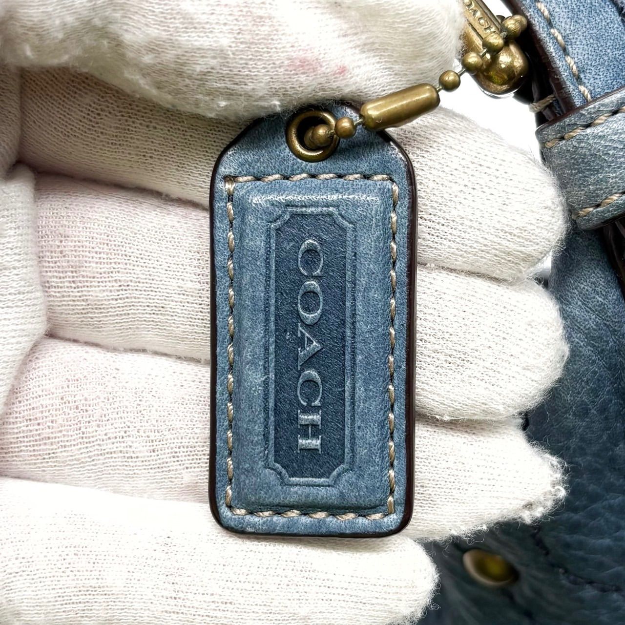 ✨良品✨ Coach Blue Leather Studs Hobo Bag コーチ ワンショルダー 