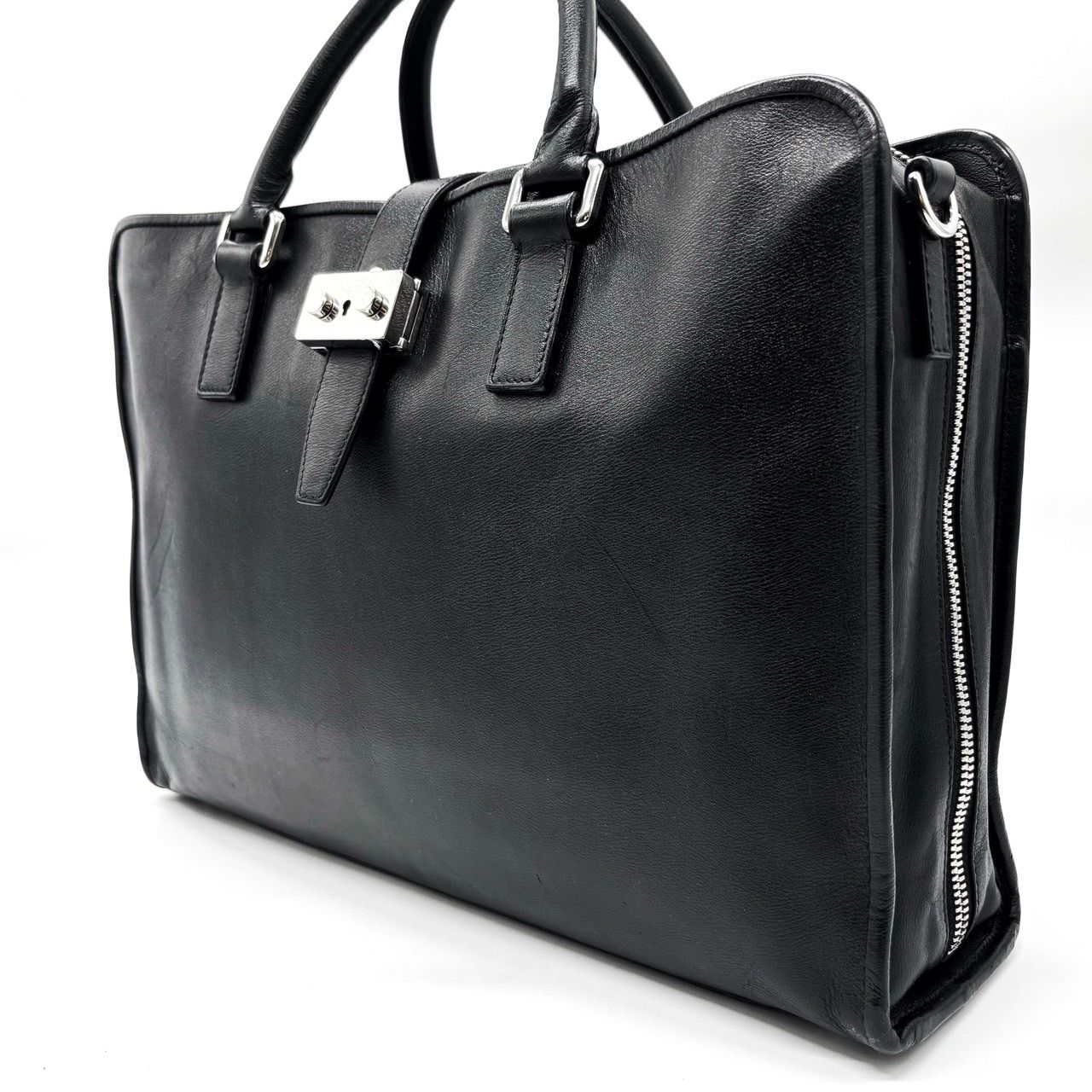 【美品】LOEWE ロエベ アナグラム ブリーフケース ビジネス ブラックA4可 希少☆ロエベ ビジネスバッグ アナグラム ブリーフケース 本革