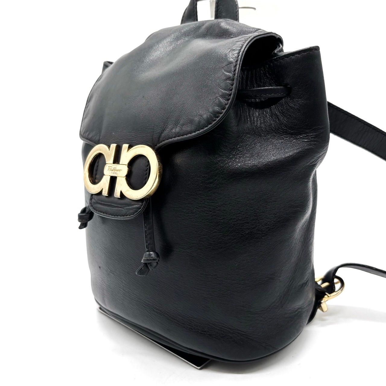 Salvatore Ferragamo Backpack Leather Black Gold Salvatore Ferragamo Backpack Gancini Leather Beige Black  main image 2