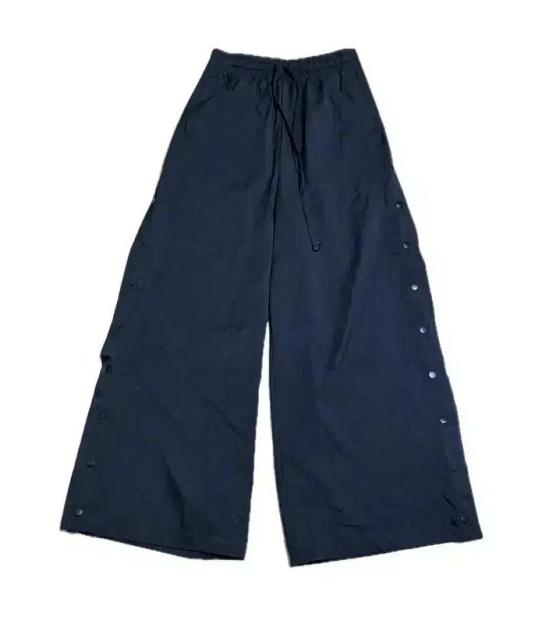 メンズ STUSSY スナップボタン トラックパンツ ネイビー ロゴ ナイロン