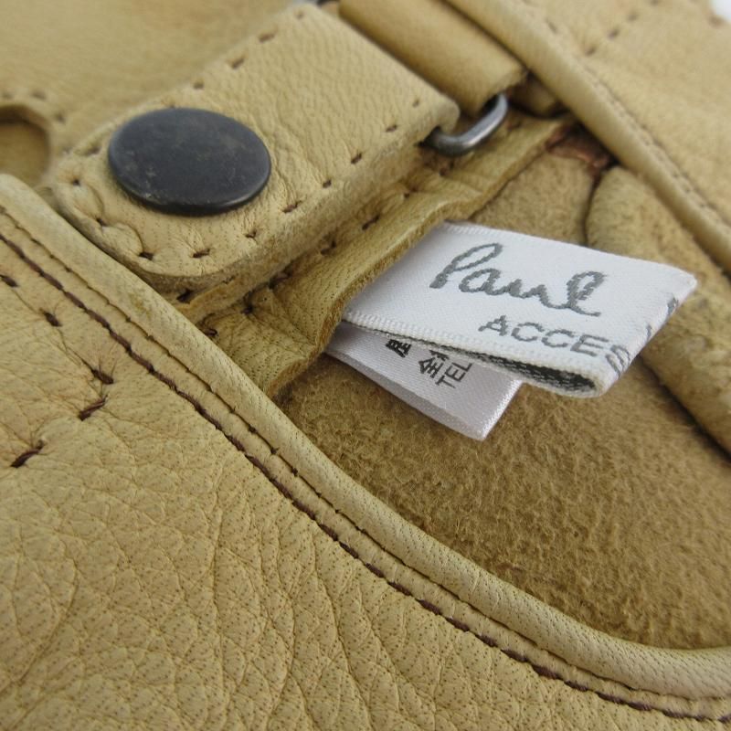 ポールスミス PAUL SMITH グローブ 手袋 鹿革 レザー ベージュ レッド  