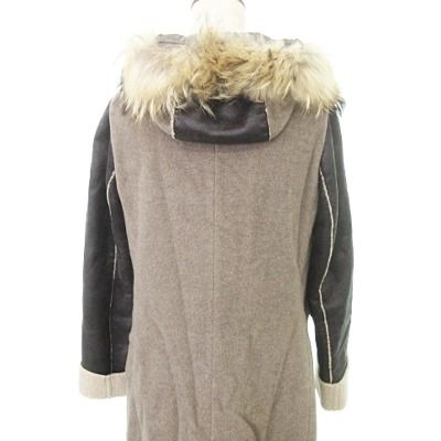 エルマノシェルビーノ　ファー付きコート エルマノシェルビーノ ERMANNO SCERVINO 美品 カシミヤ混 レザー袖