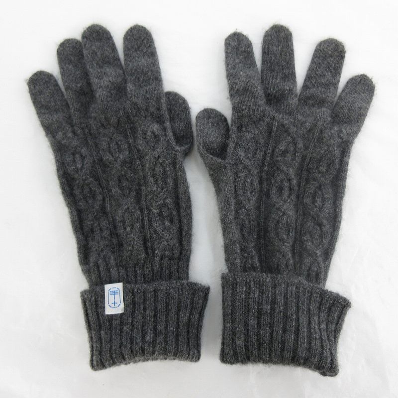 tet.テト カシミヤ100％ 手袋 グローブ ケーブルニット グレー 日本製