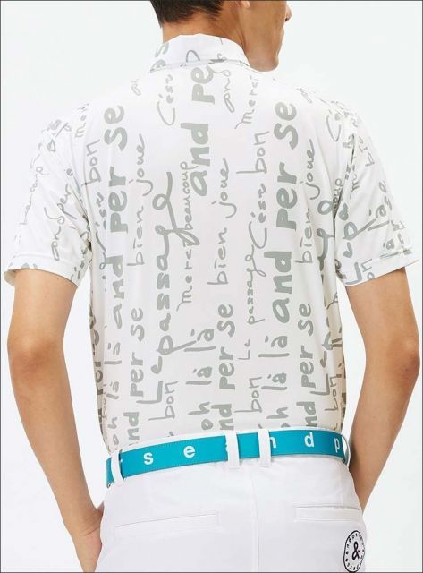 アンパスィ and per se SWING DRY ワッフル ロゴ柄 半袖 ポロシャツ