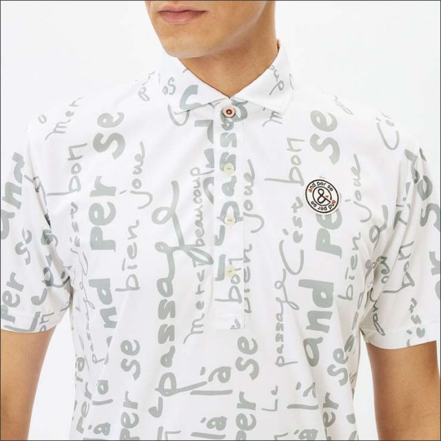 アンパスィ and per se SWING DRY ワッフル ロゴ柄 半袖 ポロシャツ