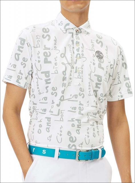 アンパスィ and per se SWING DRY ワッフル ロゴ柄 半袖 ポロシャツ