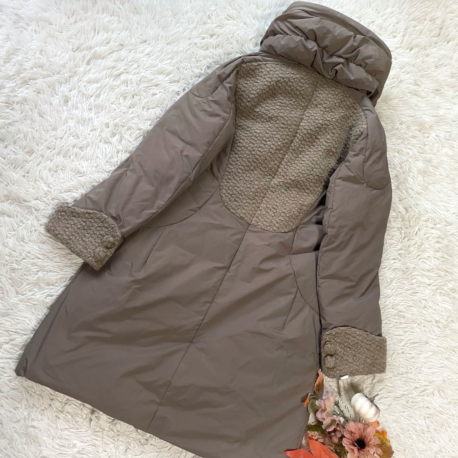 HIROKO KOSHINO ヒロココシノ ニット切り替えダウンコート ロング