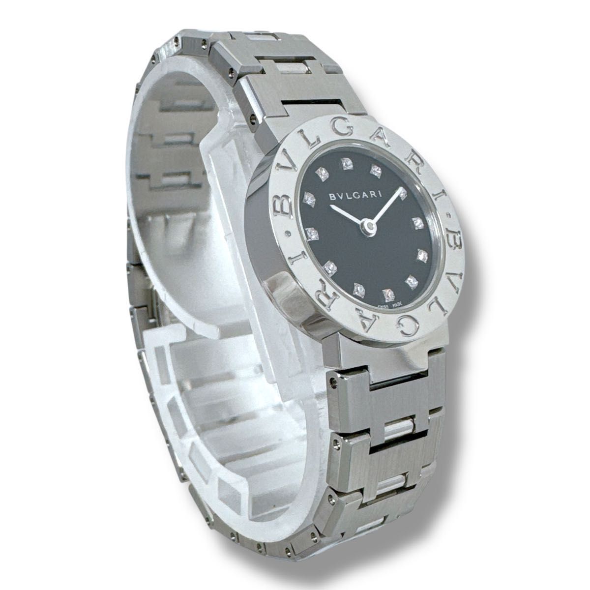 ブルガリ BB23SS 12P ダイヤ ブラック レディース 腕時計 ブランド