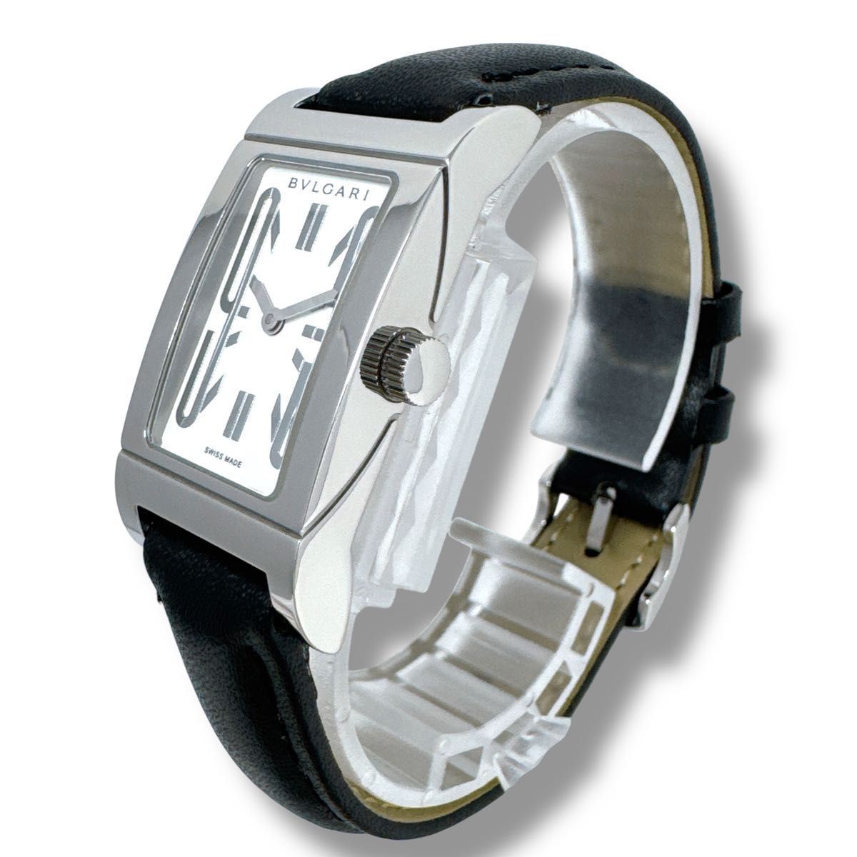 ブルガリ レッタンゴロ RT39S レザー ホワイト レディース 時計