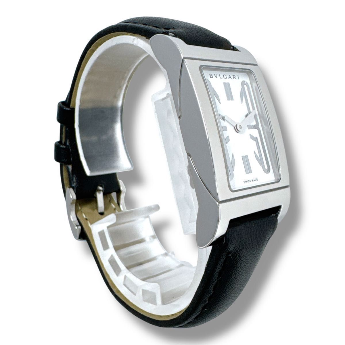 ブルガリ レッタンゴロ RT39S レザー ホワイト レディース 時計