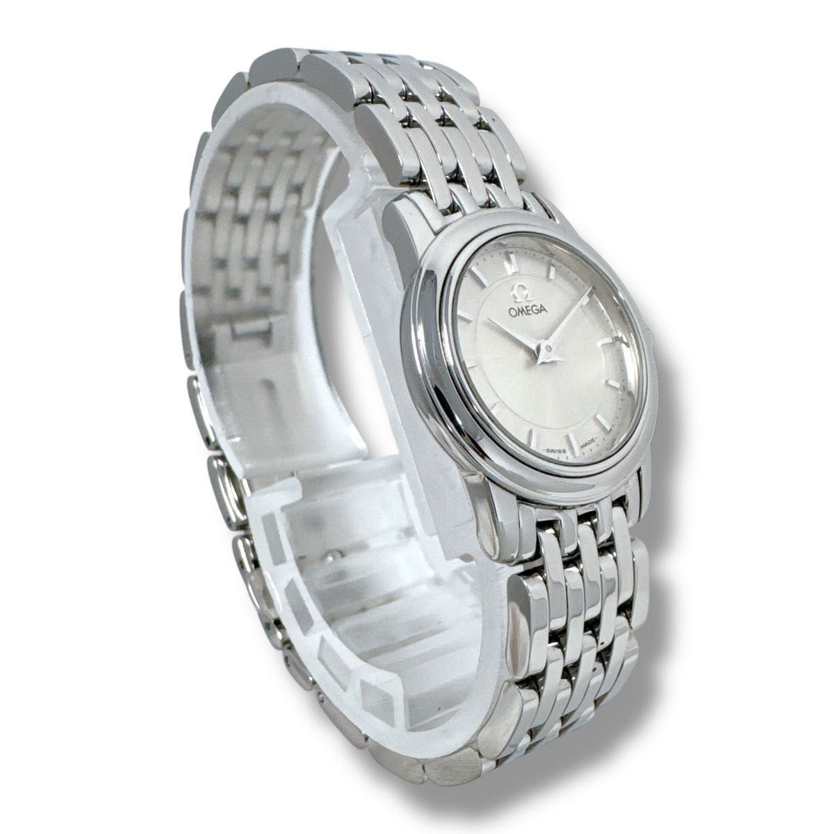 オメガ デビル プレステージ シルバー レザー クオーツ レディース 時計 稼働 OMEGA 【ノベルティープレゼント】 オメガ レディース 時計 デビル